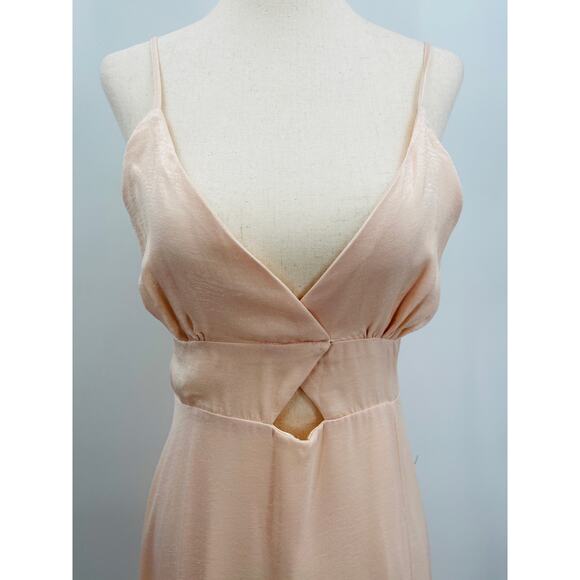 LULU'S SZ S Endless Elegance Light Peach Satin Sleeveless Maxi Dress B139 - Picture 6 of 10